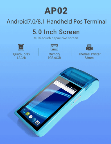 iMachine AP02 Handheld Android POS Receipt Printer, 5" Touch Screen with 58mm Printer - Imported from UK